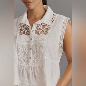 NWT Size S - Anthropologie 100% Cotton Lace Swing Blouse (NWT USD 108)